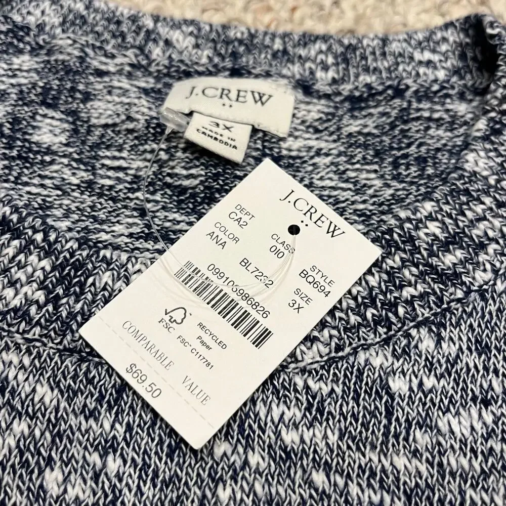 NWT J Crew Beach Sweater Tank Sz 3X Antique Navy Coastal Casual Cotton
